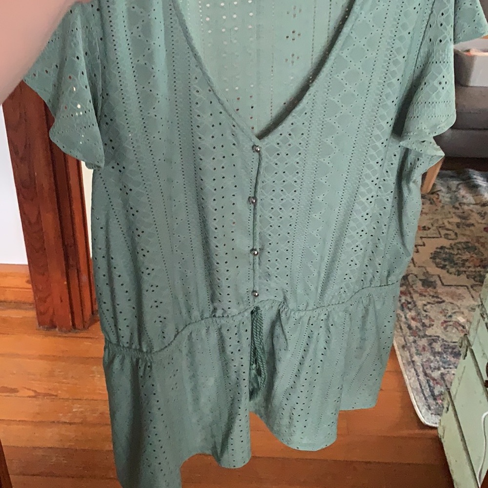 Plus size eyelet top